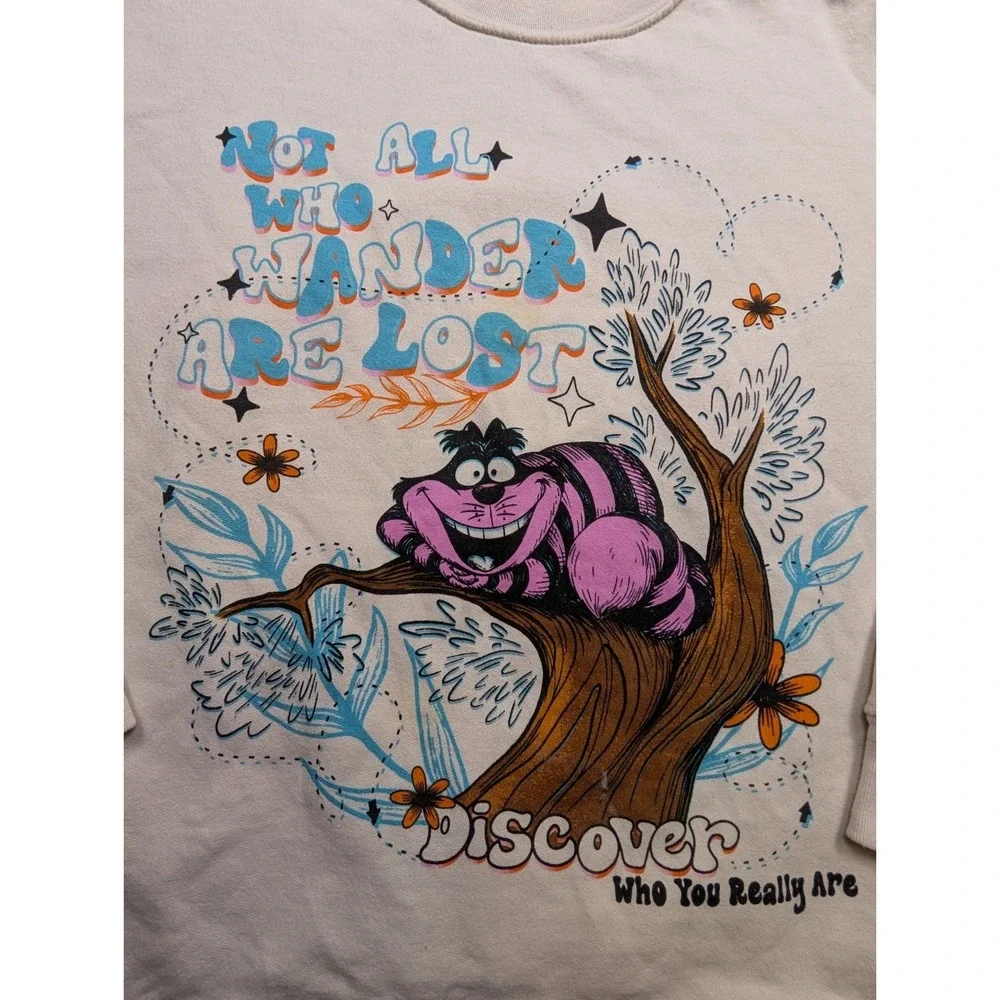 Disney Alice in Wonderland Sweatshirt Women's XL We're All Mad Here Cheshire Cat - Picture 2 of 8